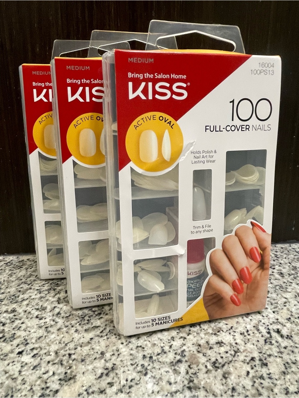 KISS Full-Cover Nail Tips Trio Pack - White